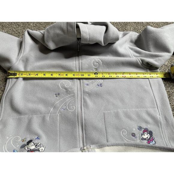 Vintage 90s Disney Store Mickey Minnie Mouse Grey Fleece Hoodie Sweatshirt MED - Picture 7 of 7